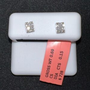 Elegant Sterling Silver Natural Diamond Stud Earrings